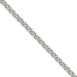 3.5mm Sterling Silver D/C Solid Round Spiga Chain Necklace, 20 Inch